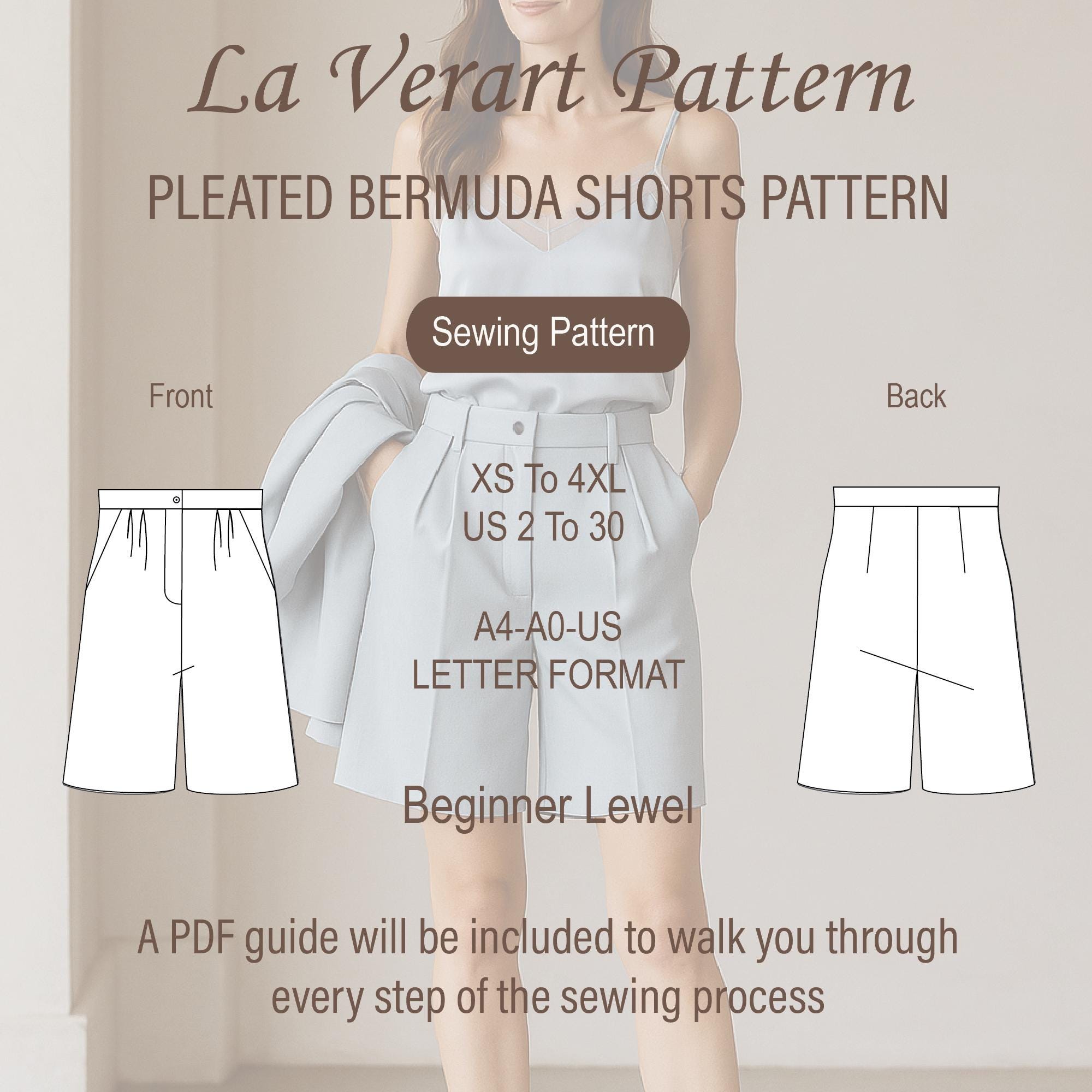 High-waisted Bermuda Shorts Sewing Pattern: Elegant Suit Trousers With ...