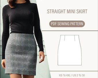 Wool Mini Skirt Sewing Pattern: High Waist Vintage Style (US 2-30) (PDF Pattern)