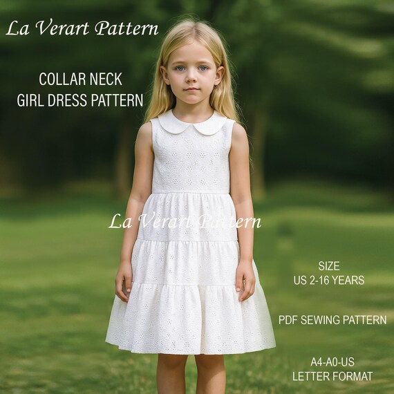 Linen Baby Dress Sewing Pattern: Tiered Collar Girl's Dress (A4-A0-US  Letter) (digital Download) - Etsy
