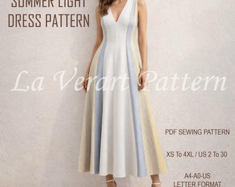 Cottagecore Sundress Sewing Pattern: Sleeveless V-Neck Maxi Dress (PDF Pattern, XS-4XL)