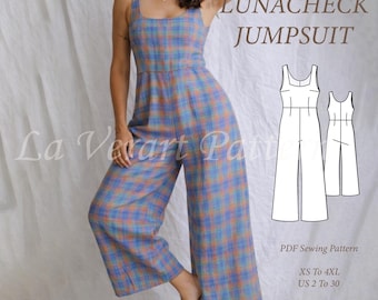 Jumpsuit PDF Sewing Pattern for Women, Wide Leg Minimalist Palazzo Pants Jumpsuit Pattern, Size: A0 A4 US Letter - US 2 to 30