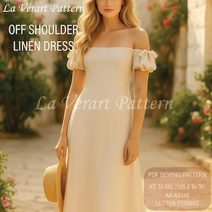 Dress Pattern | XS–4XL | Summer Dress Sewing Pattern | Off Shoulder Dress Pattern | Puff Sleeve Dress Pattern |  Backless Dress PDF Pattern