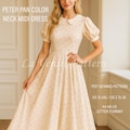 Peter Pan Collar Midi Dress Pattern, Puff Sleeve Dress Sewing Pattern, Cottagecore Vintage Dress Pattern, Size: XS-4XL / A0-A4-LETTER Format