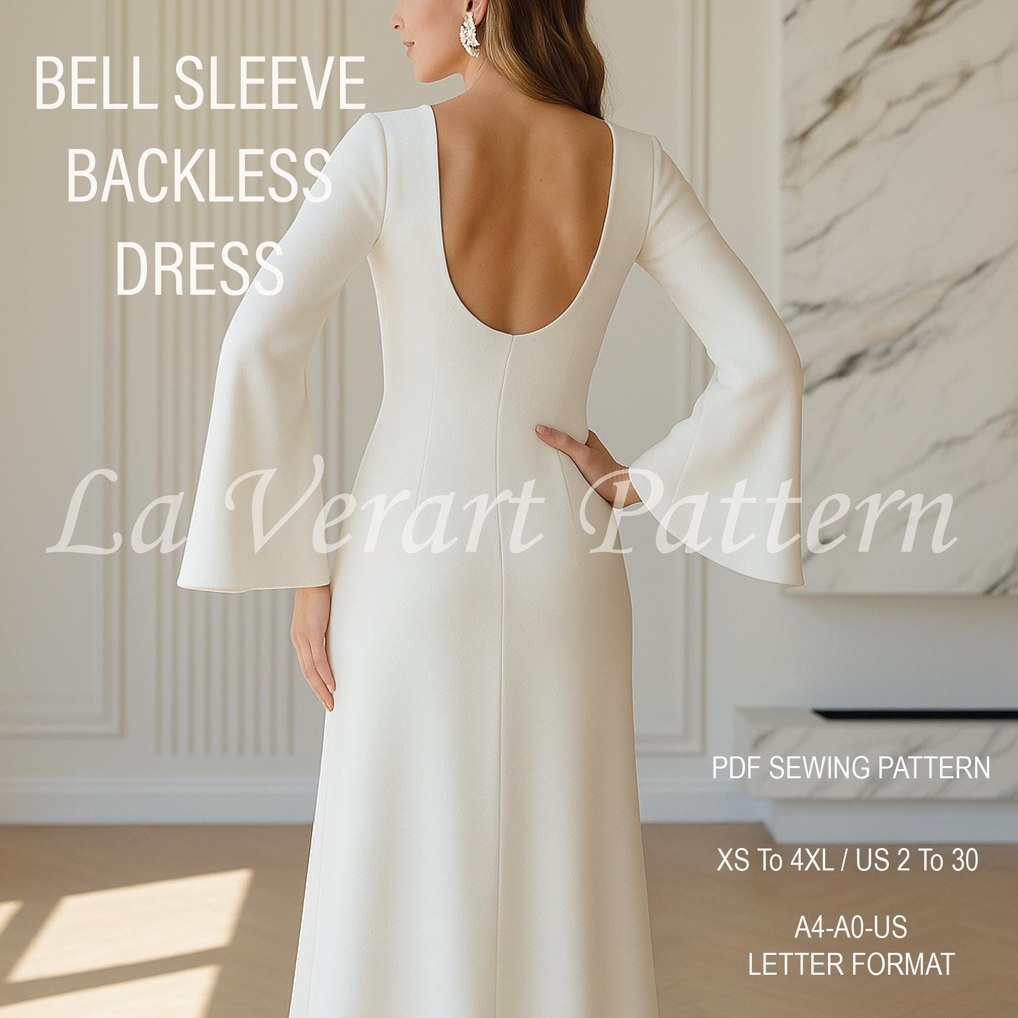 blue dress for baby girl Embellished Long Sleeve Backless Maxi Dress in White - 4 main image 1