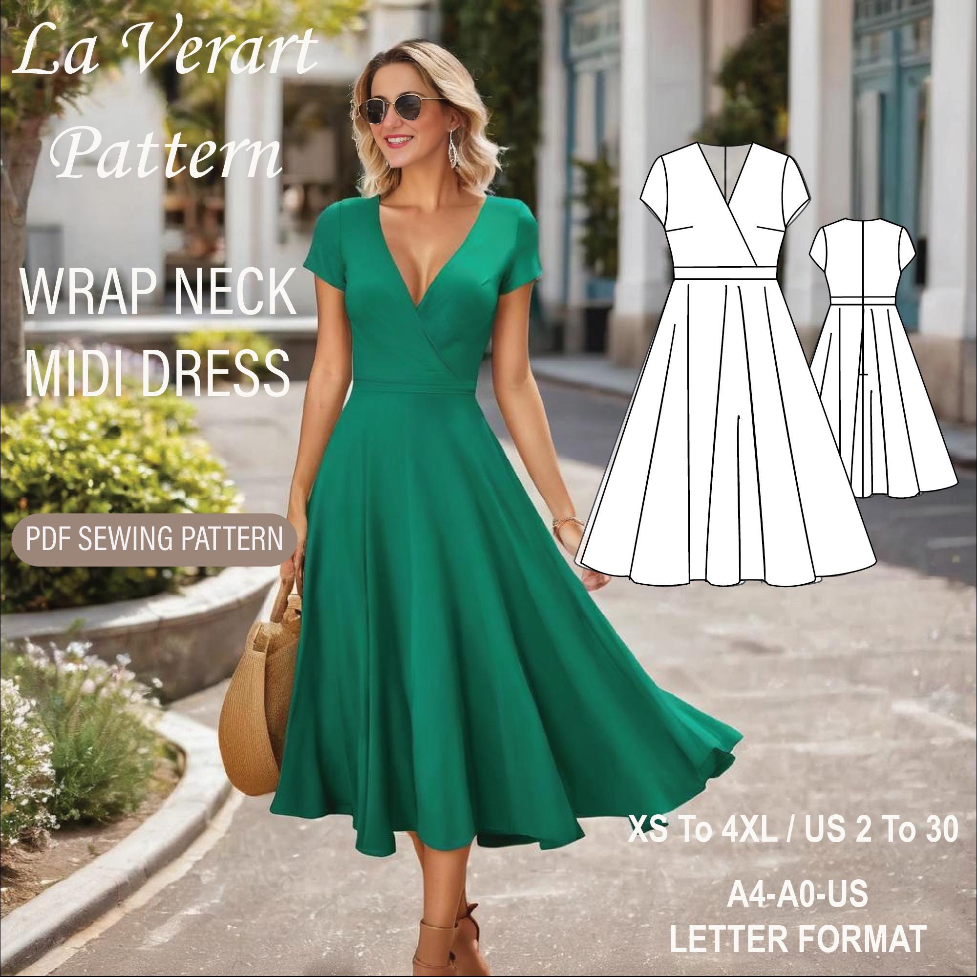 Formal Wrap Dress With Short Sleeves