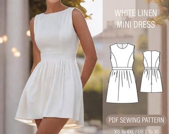 White Linen Mini Dress Sewing Pattern: Cottagecore Style (PDF Pattern) -  Etsy