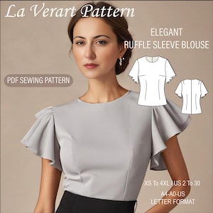 Ruffle Sleeve Blouse Sewing Pattern: Elegant Victorian Style (US 2-30) (PDF Pattern)