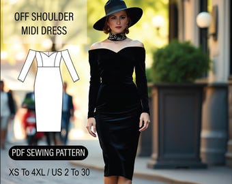 Modello di cucito per abito con scollo a cuore: stile Audrey Hepburn anni '50 (modello PDF)