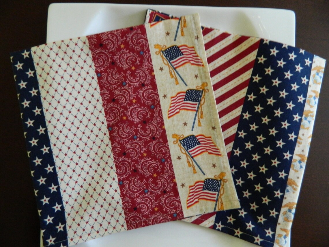Patriotic Napkins Set of 4. USA Flag Napkins. American Flags Etsy