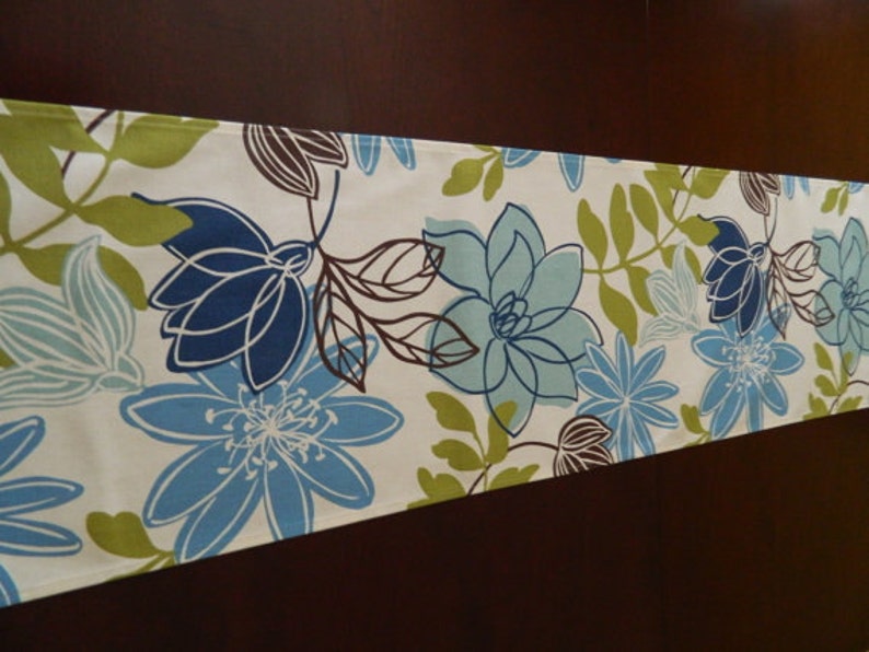 Brown and Chartreuse Runner Contemporary Table. Year /'Round Runner Blue Spring /& Summer Table Runner Blue Floral on Ivory Table Runner
