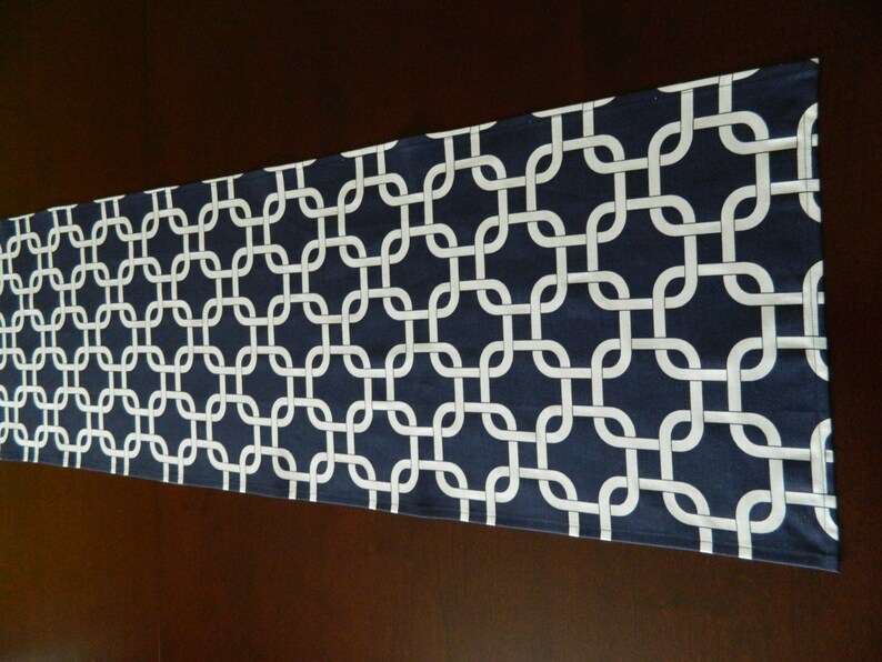 Modern Table Runner Every Day Runner 84 Table Runner Navy and White Chain Link Table Runner Year /'Rond Runner Bridal Shower Runner.