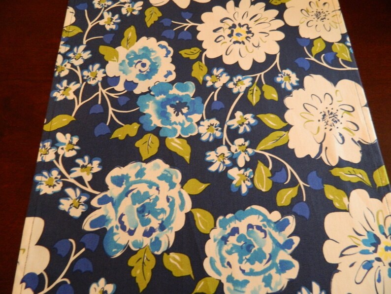 72 Runner Navy Blue and White Runner Year /'Round Table Runner. Blue Floral Table Runner Spring Runner Contemporary Table Runner