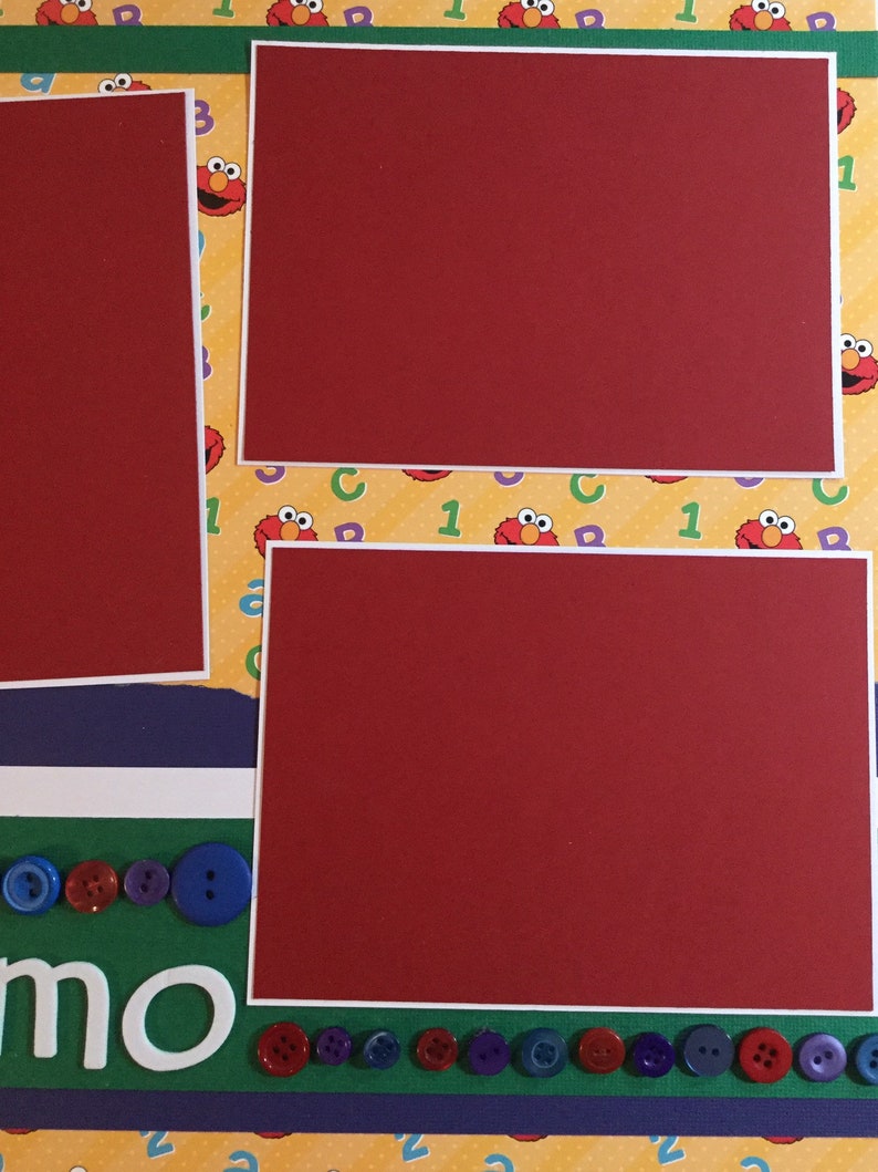 Sesame Street Elmo Scrapbook Layout Premade 12 x 12 Scrapbook Page #elmo