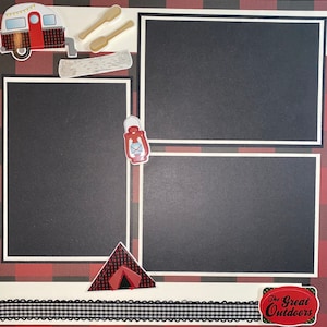12 x 12 Premade Scrapbook Pages - Scrapbook Layout - Camping Scrapbook - The Great Outdoors Scrapbook Page Free Shipping