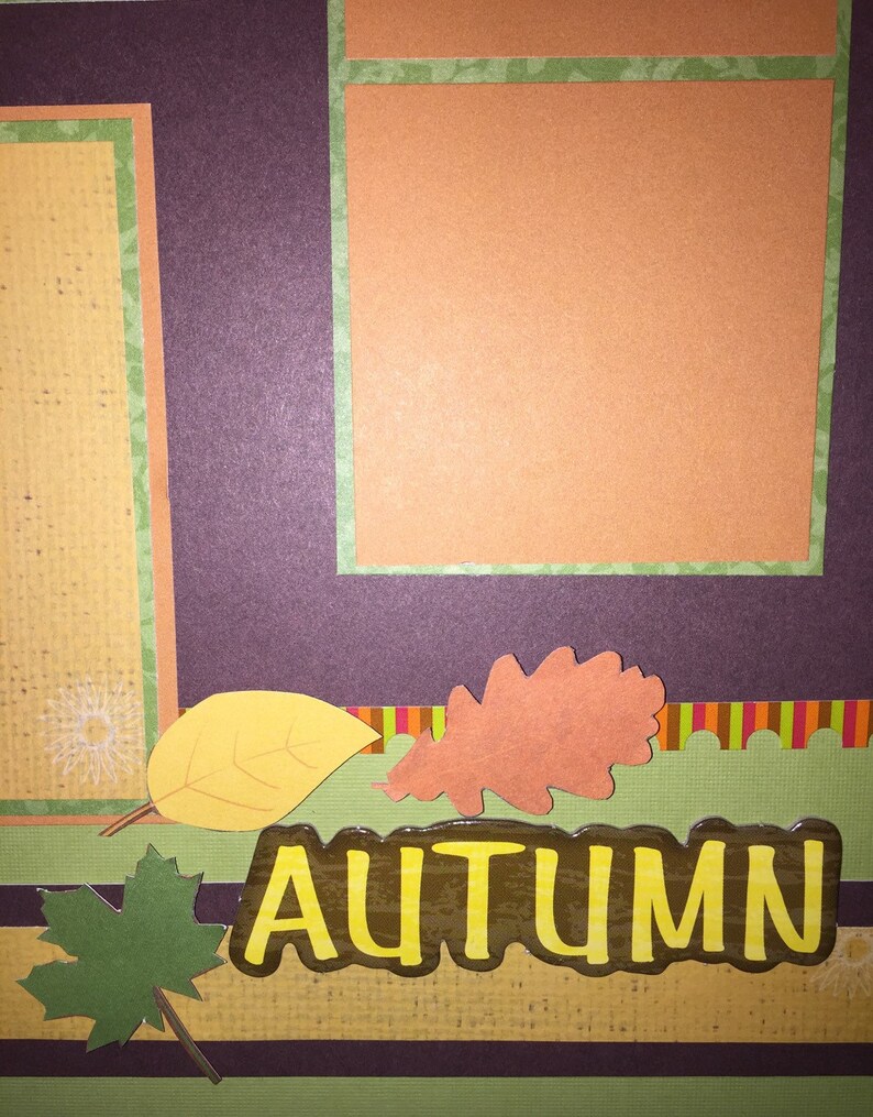 AUTUMN 12 x 12 premade scrapbook layout Autumn Leaves Free Shipping image 3
