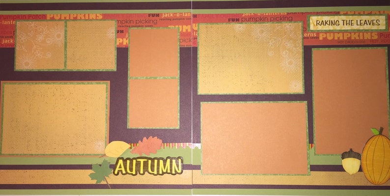 AUTUMN 12 x 12 premade scrapbook layout Autumn Leaves Free Shipping image 1