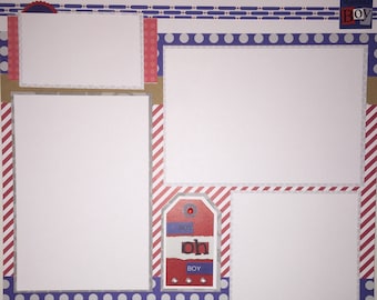BOY oh BOY 12 x 12 premade scrapbook layout - Brothers Boys Free Shipping
