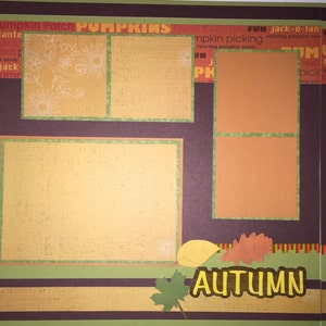 AUTUMN 12 x 12 premade scrapbook layout Autumn Leaves Free Shipping image 4