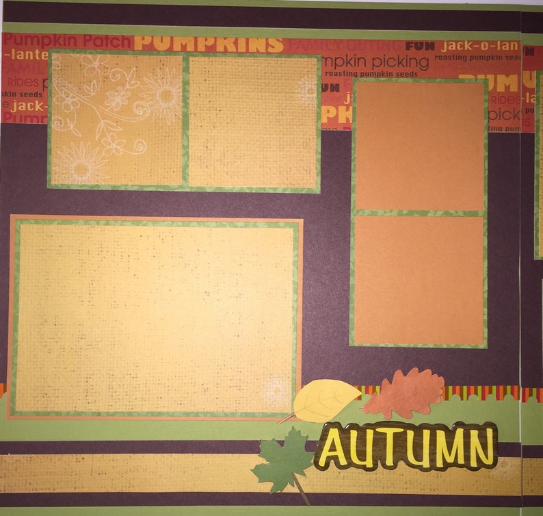 AUTUMN 12 x 12 premade scrapbook layout Autumn Leaves Free Shipping image 4