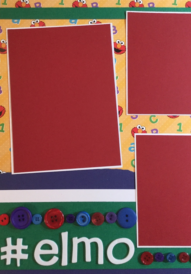 Sesame Street Elmo Scrapbook Layout Premade 12 x 12 Scrapbook Page #elmo