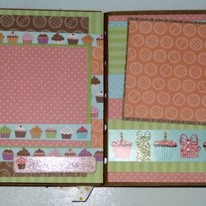 CUPCAKE Premade 6x6 Paperbag Scrapbook Album Birthday Baby Girl Free Shipping image 2