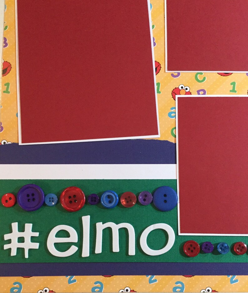 Sesame Street Elmo Scrapbook Layout Premade 12 x 12 Scrapbook Page #elmo