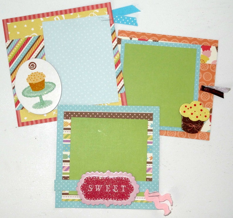 CUPCAKE Premade 6x6 Paperbag Scrapbook Album Birthday Baby Girl Free Shipping image 5