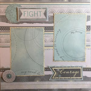 COURAGE 12 x 12 Diseño de álbum de recortes prefabricado - Diseño de sobreviviente de cáncer de mama Envío gratis