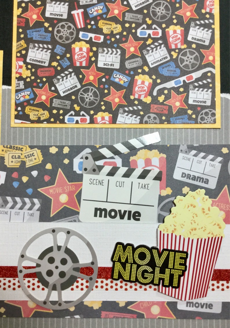 At the Movies 12 X 12 Scrpbook Premade Layout Scrapbook Page Etsy