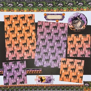 12 x 12 Premade Scrapbook Page - Scrapbook Layout - Halloween Scrapbook - Black Cat Layout Free Shipping