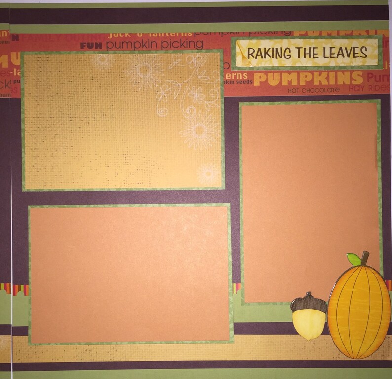 AUTUMN 12 x 12 premade scrapbook layout Autumn Leaves Free Shipping image 5