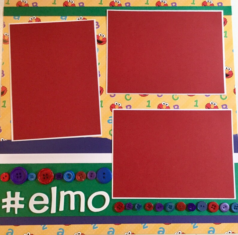 Sesame Street Elmo Scrapbook Layout Premade 12 x 12 Scrapbook Page #elmo