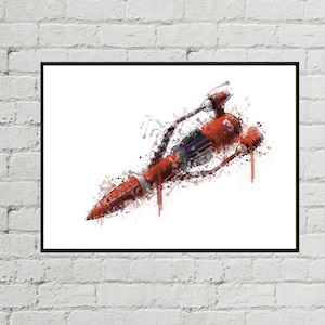 Thunderbird 3 Splatter Print High Quality Modern Poster Sizes A4 A3 A2 A1