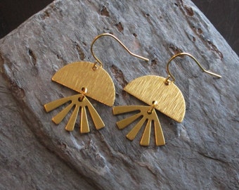 Brass earrings, geometric earrings, simple earrings, dangle earrings, minimalist earrings, unique holiday gift idea