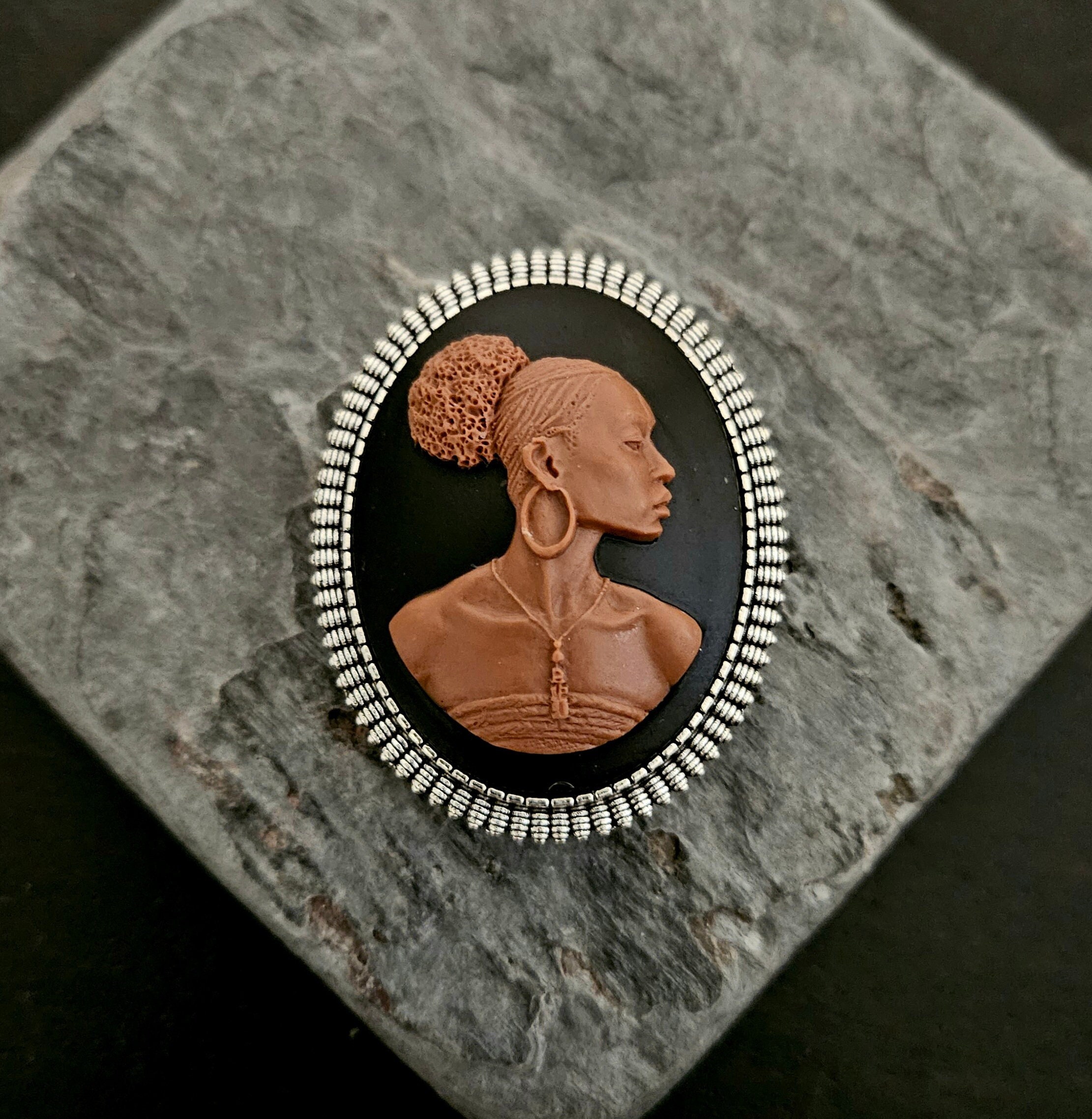 African Cameo Brooch Black Cameo Brooch African American Brooch