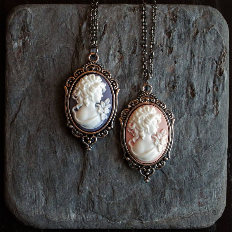 silver cameo necklace pink cameo necklace purple cameo necklace gift ideas for mom holiday gift ideas Cameo necklace cameo jewelry