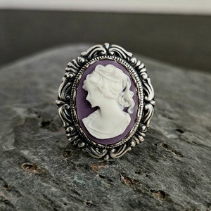 Purple cameo ring, antique silver ring, lavender cameo ring, Jane Austen jewelry, cameo jewelry, holiday gift ideas, gift ideas for mom