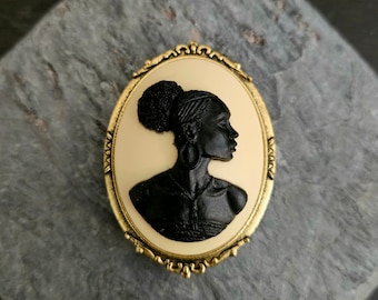 African cameo brooch, black cameo brooch, African American brooch, Kwanzaa gift idea, gift ideas for mom, unique Christmas gift