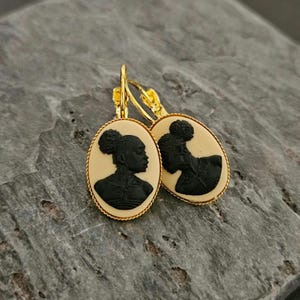 African cameo earrings, black cameo earrings, African American earrings, Kwanzaa gift, cameo jewelry, unique holiday gift ideas