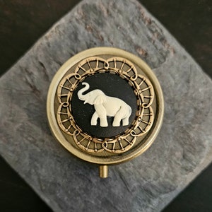 Elephant cameo pill box container, animal pill box, antique brass, bridesmaid gift, holiday gift ideas, unique Christmas gift, gifts for her