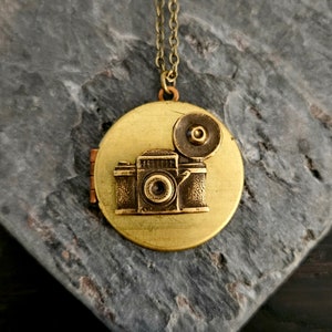 Camera locket necklace, camera necklace, photographer locket, photographer gift, holiday gift idea, gift idea for her, unique Christmas gift