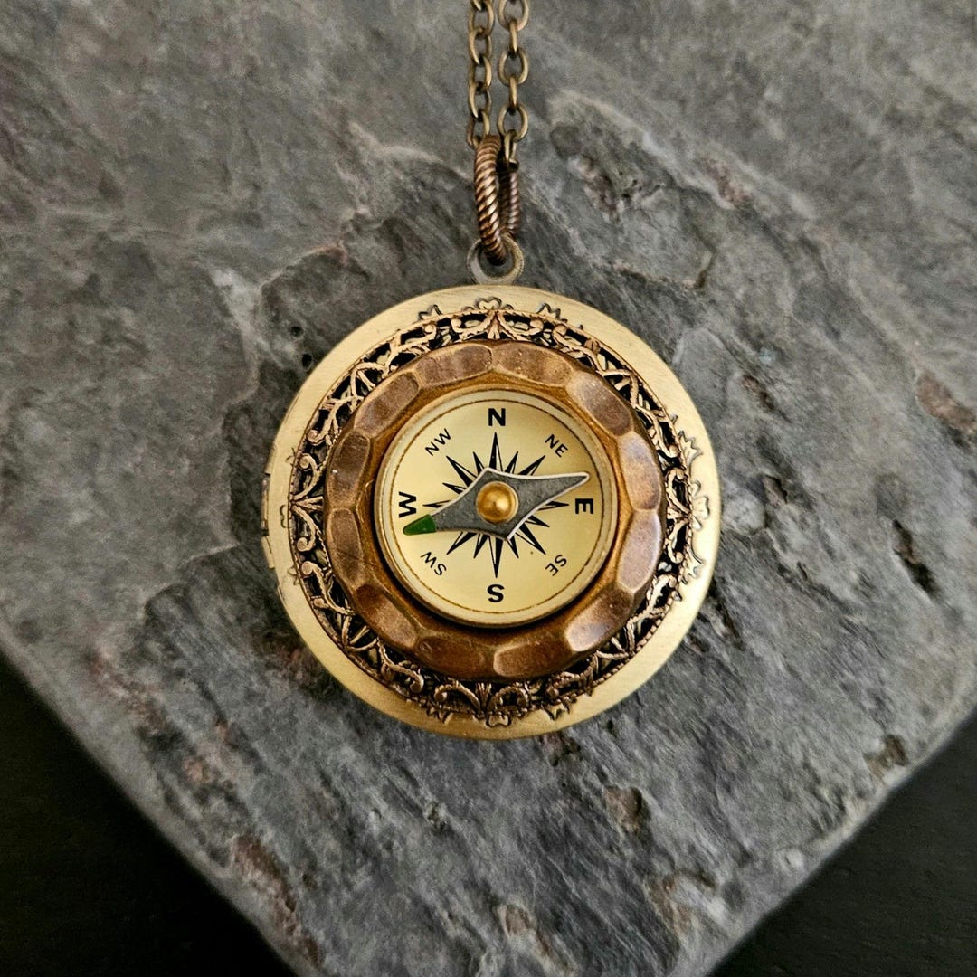 Working Compass Locket, Round Brass Locket, Nautical Locket, Gifts for ...