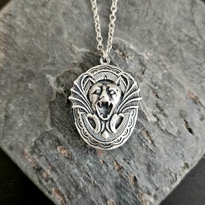 Silver Gargoyle Locket: Gothic Bat Jewelry