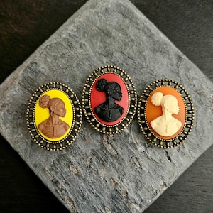 African cameo brooch, red cameo brooch, small African American brooch, antique brass brooch, gift ideas for mom, unique Christmas gift