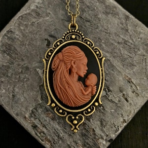 African cameo necklace, black cameo necklace, mothers day gift, African American necklace, cameo jewelry, baby shower gift, gift ideas