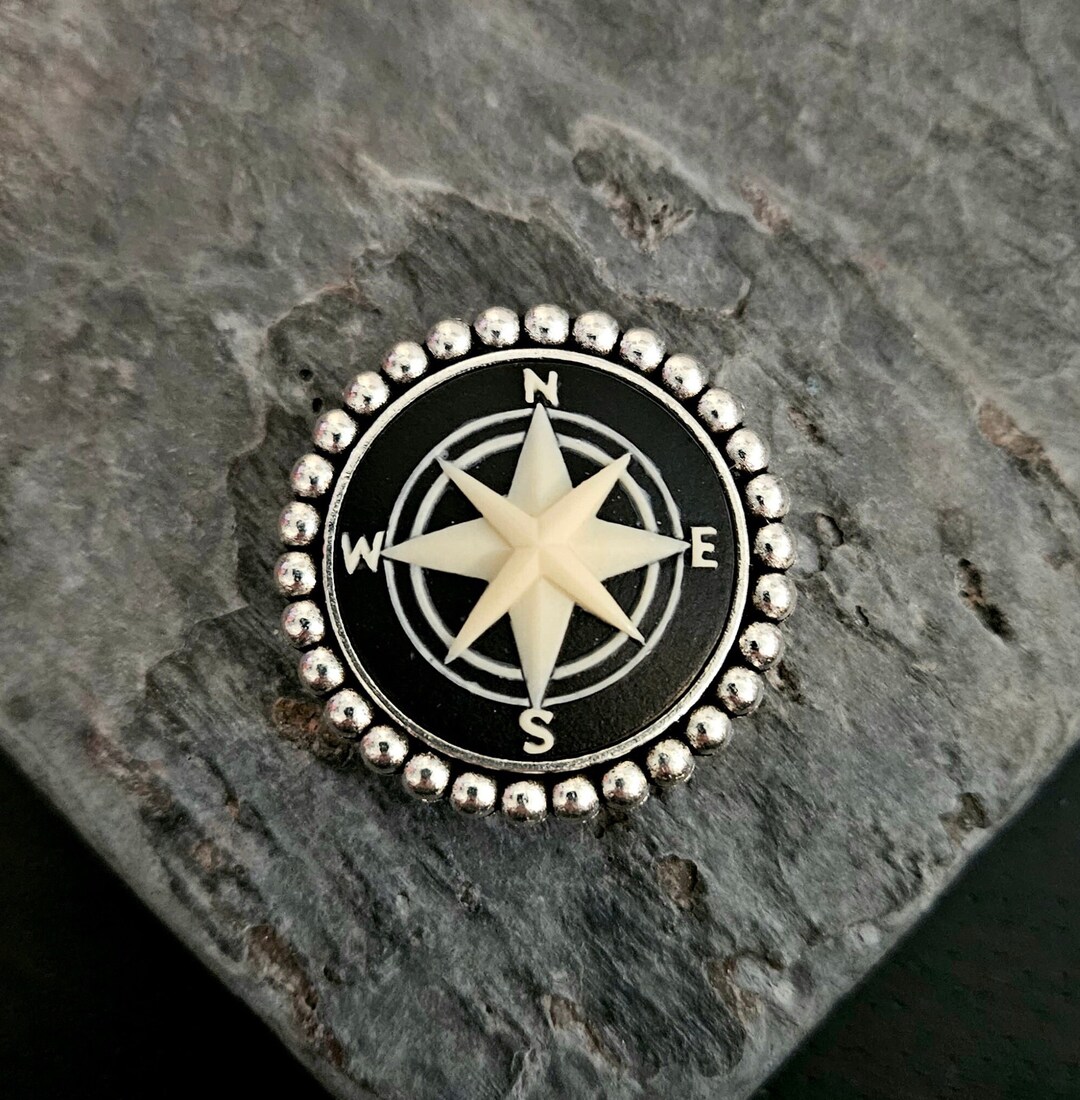 Compass Rose Brooch, Compass Cameo Brooch, Small Cameo Brooch, Silver ...