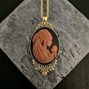 African cameo necklace, black cameo necklace, long necklace, African American necklace, cameo jewelry, Kwanzaa gift, holiday gift ideas