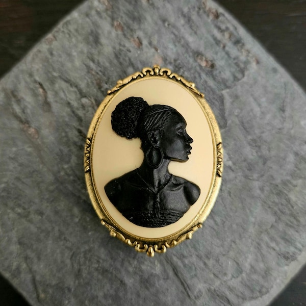 African cameo brooch, black cameo brooch, African American brooch, unique gift