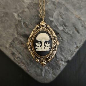 Mushroom locket necklace, fairy cameo, mushroom cameo locket, cameo jewelry, holiday gift ideas, gift ideas for teen, unique gift