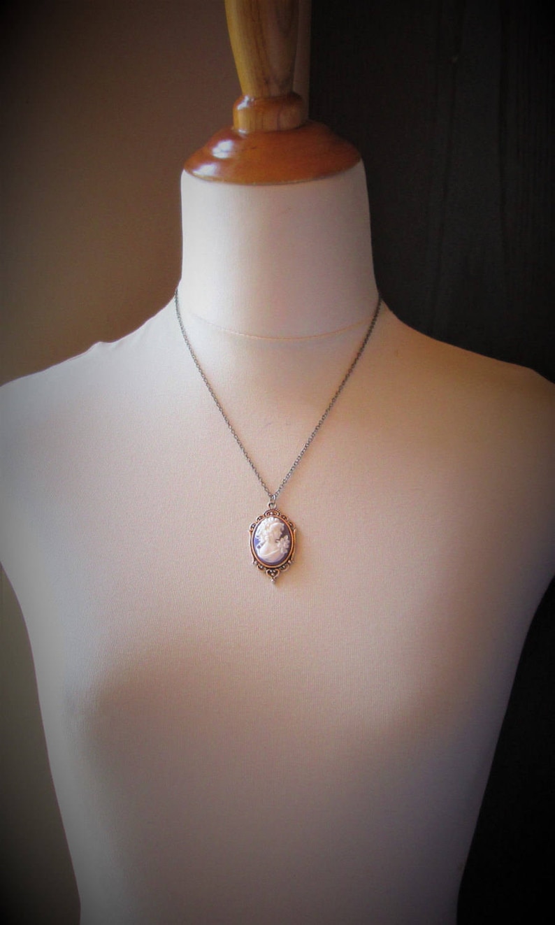 silver cameo necklace pink cameo necklace purple cameo necklace gift ideas for mom holiday gift ideas Cameo necklace cameo jewelry